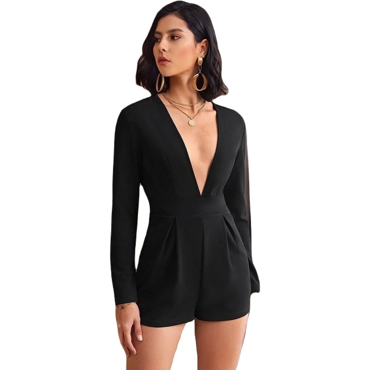 V Neck Long Sleeve Jumpsuit